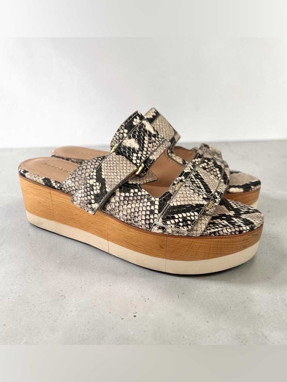 Veronica Beard Snake Print Leather Platform Sandals